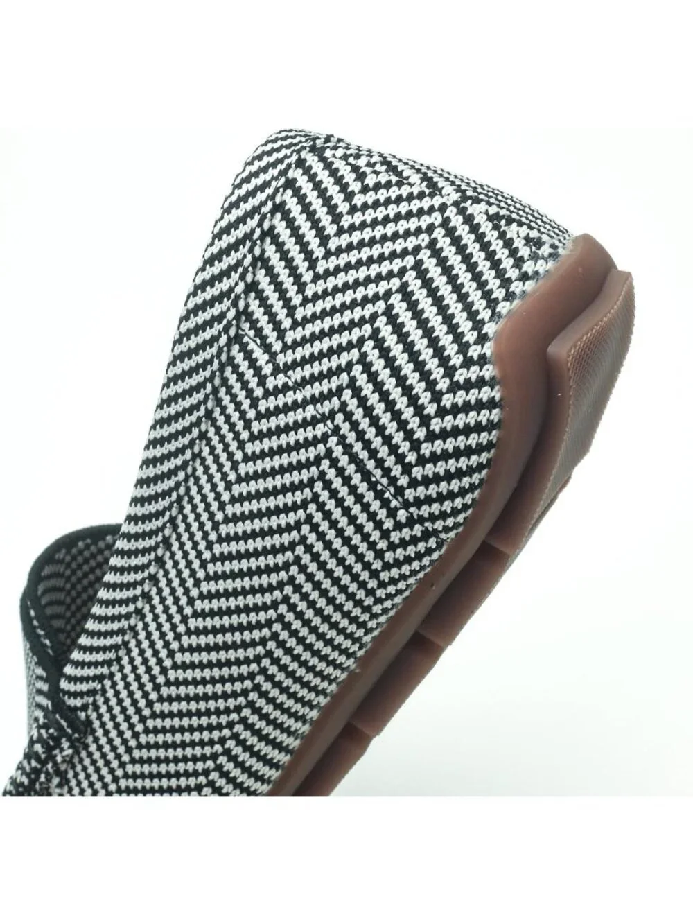 🆕Women's Black Stripe Lightweight Knitted Loafers Casual Flat Shoes Comfortable